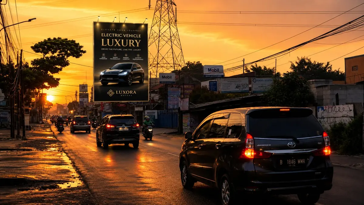 Billboard golden hour sore hari Jawa Barat